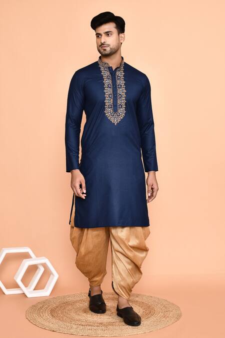 Buy Arihant Rai Sinha Blue Cotton Embroidery Kurta With Patiyala Buy_Arihant Rai Sinha_Blue Cotton Embroidery Kurta With Patiyala