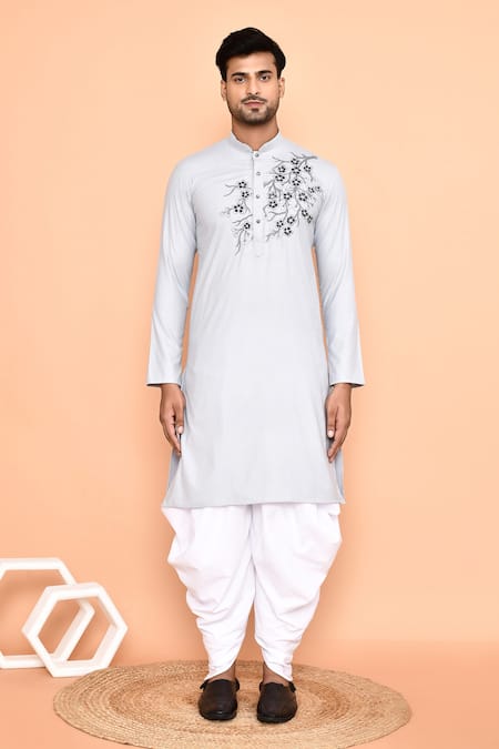 Buy Arihant Rai Sinha Grey Cotton Sequins, Embroidery Kurta With Patiyala Online at Aza Fashions Buy_Arihant Rai Sinha_Grey Cotton Sequins, Embroidery Kurta With Patiyala _Online_at_Aza_Fashions