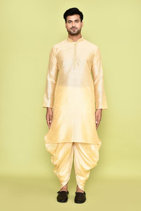 Buy Arihant Rai Sinha Beige Silk Embroidery Thread Kurta With Patiyala Online at Aza Fashions Buy_Arihant Rai Sinha_Beige Silk Embroidery Thread Kurta With Patiyala _Online_at_Aza_Fashions
