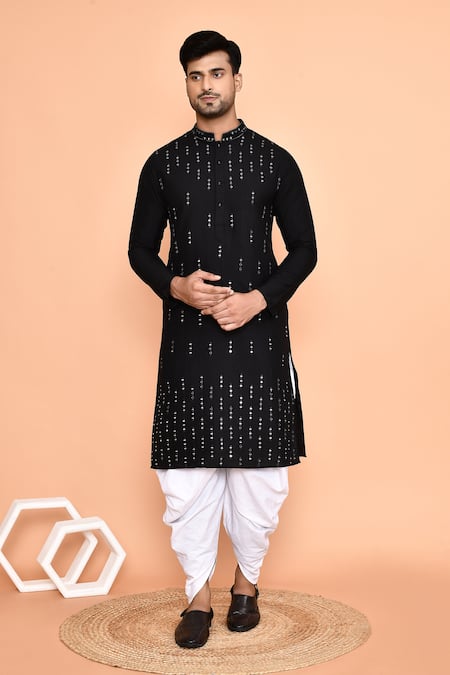 Arihant Rai Sinha Silk Linear Embroidered Kurta With Patiyala 