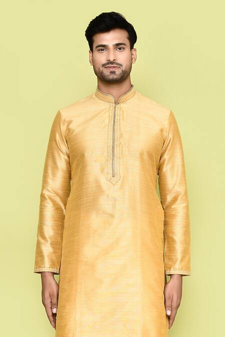Buy_Arihant Rai Sinha_Beige Silk Embroidery, Stones Kurta With Patiyala _Online_at_Aza_Fashions