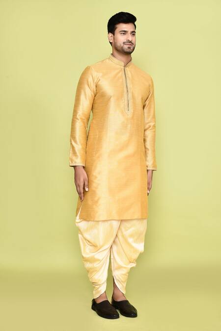 Buy_Arihant Rai Sinha_Beige Silk Embroidery, Stones Kurta With Patiyala 