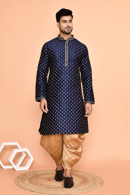 Buy_Arihant Rai Sinha_Blue Denim Embroidery Straight Kurta With Patiyala 