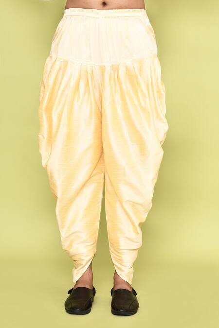 Arihant Rai Sinha_Yellow Cotton, Silk Stones, Embroidery Kurta With Patiyala _Online_at_Aza_Fashions