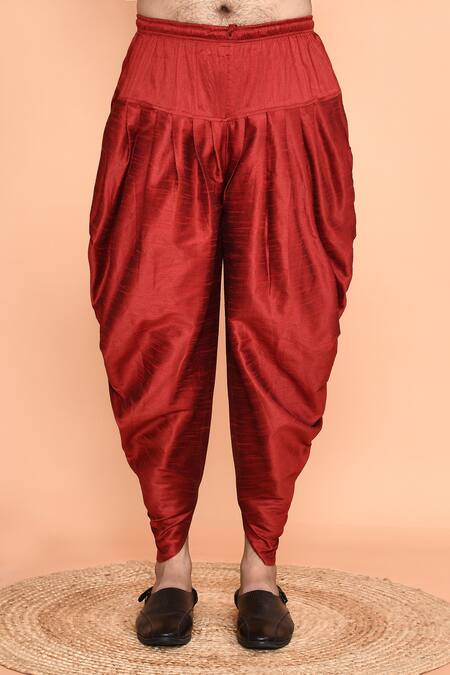 Arihant Rai Sinha_Maroon Silk Embroidery Floral Thread Kurta With Patiyala _Online_at_Aza_Fashions