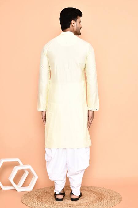 Shop Arihant Rai Sinha Yellow Silk, Pashmina Mirrors, Embroidery Geometric Work Kurta With Patiyala at Aza Fashions Shop_Arihant Rai Sinha_Yellow Silk, Pashmina Mirrors, Embroidery Geometric Work Kurta With Patiyala _at_Aza_Fashions