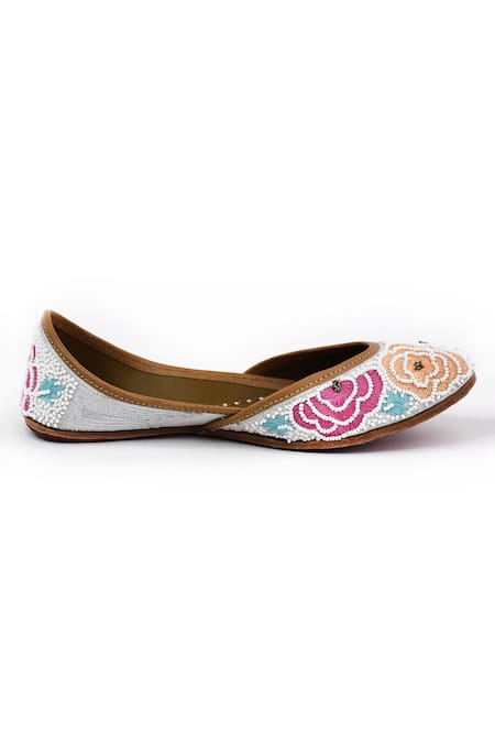 Yassio_Multi Color Ahlam Rosa Pearl And Bead Embroidered Juttis _Online_at_Aza_Fashions