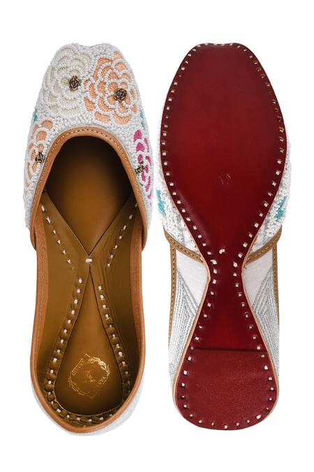 Yassio_Multi Color Ahlam Rosa Pearl And Bead Embroidered Juttis _at_Aza_Fashions