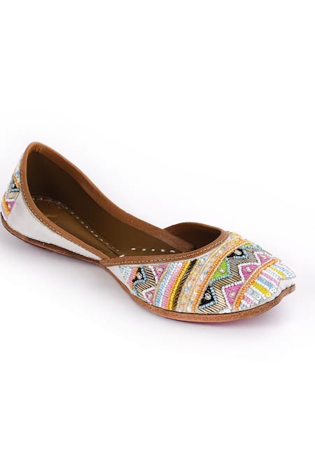 Yassio_Multi Color Aziza Aztec Bead Embroidered Juttis _Online_at_Aza_Fashions