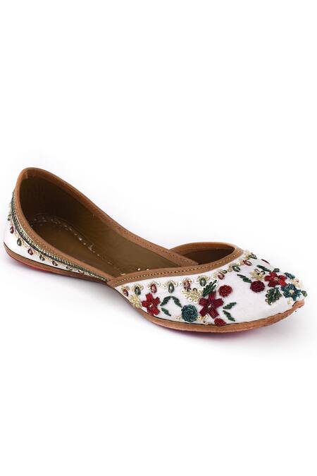Yassio_Multi Color Samara Flora Garden Embroidered Juttis _at_Aza_Fashions
