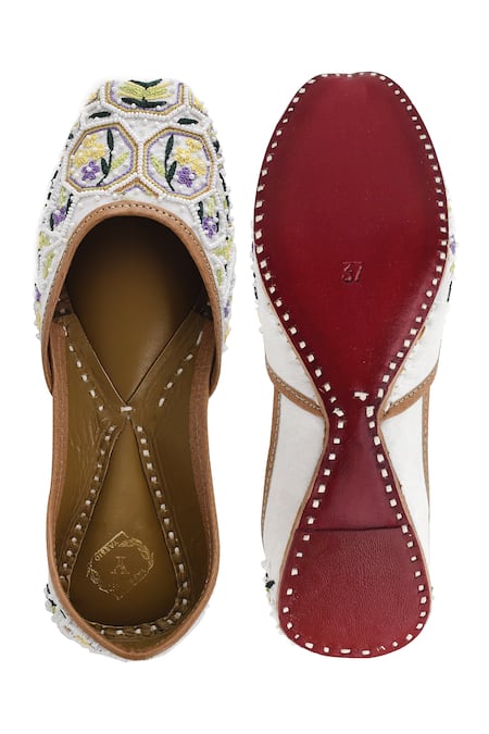 Yassio_Multi Color Sofi Phoolbahar Embroidered Juttis _at_Aza_Fashions