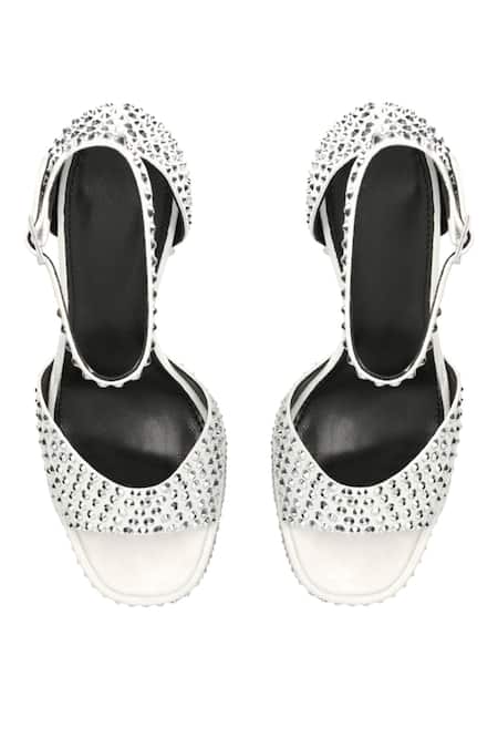 Buy_Sephyr_White Stones Daphne Swarovski Crystal Studded Block Heels _Online_at_Aza_Fashions