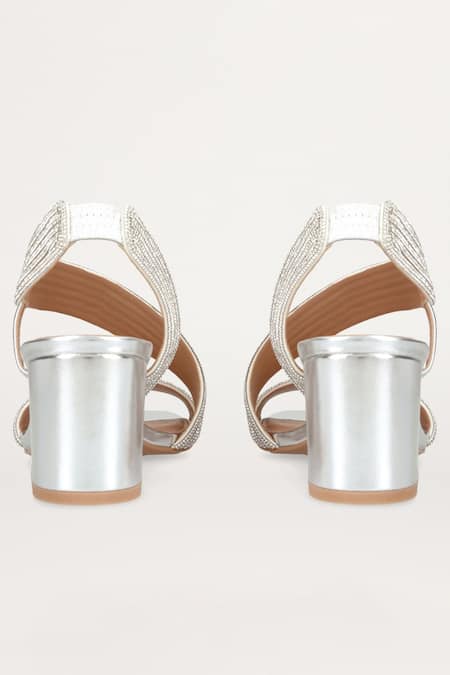 Sephyr Marina Metallic Braid Woven Block Heels 
