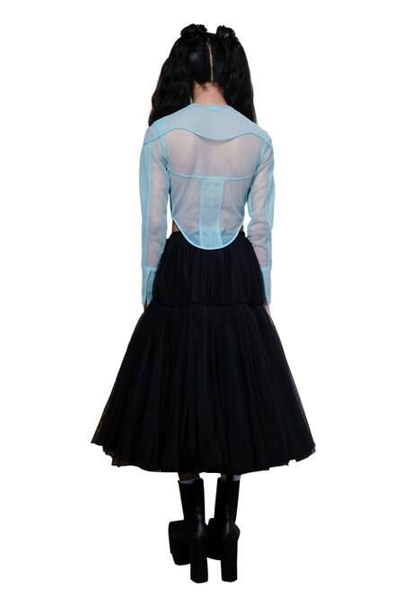 Shop_Quod_Black Nylon Quod Willow Double Layered Skirt