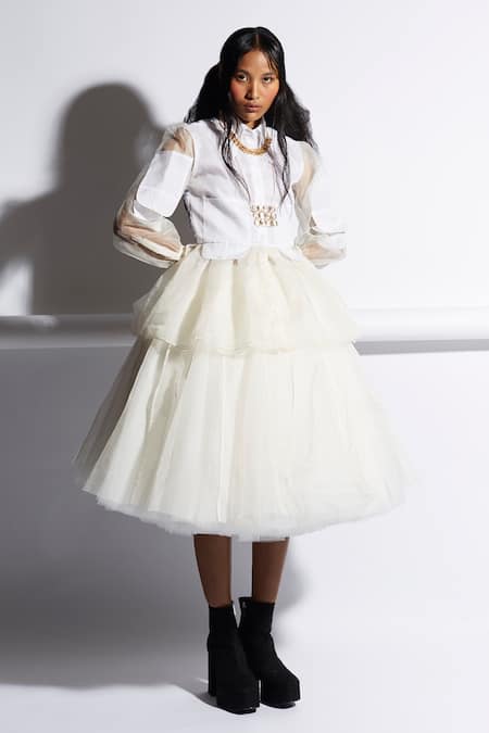 Quod Organza Valley Flared Skirt 