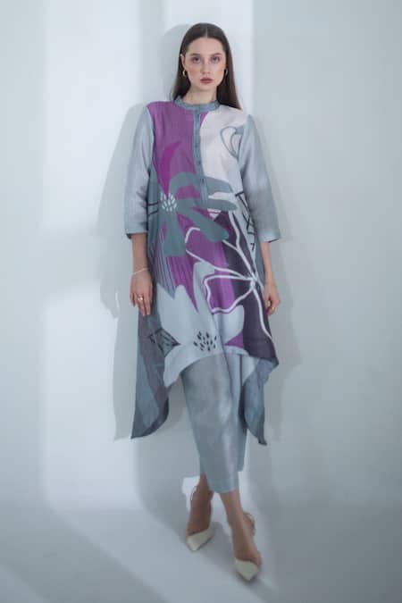 Clos Floral Geometric Print Kaftan With Pant 