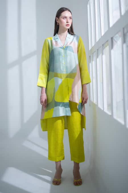 Clos High Low Print Kurta With Pant 