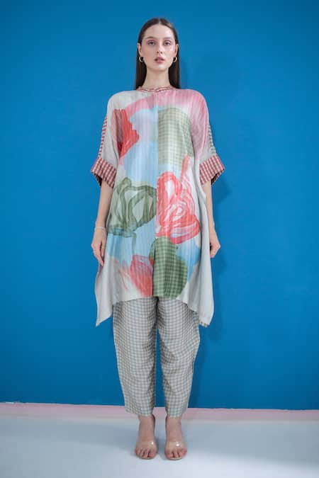 Clos Abstract Print Kaftan With Pant 