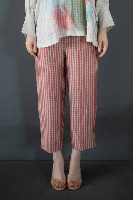 Buy_Clos_Cream Handloom Cotton Mandarin Collar Abstract Print Shirt With Pant _Online_at_Aza_Fashions