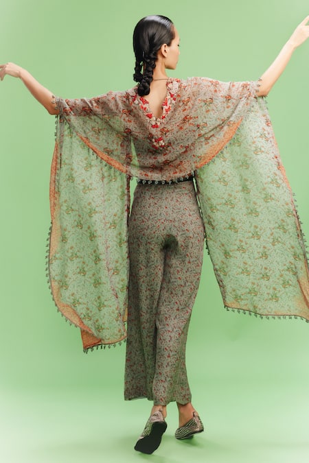 Dolly J Jazz Ditsy Fleur Print Cape Sharara Set 