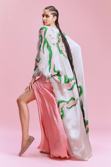 Dolly J Anika Waterwave Print Embellished Cape Skirt Set 