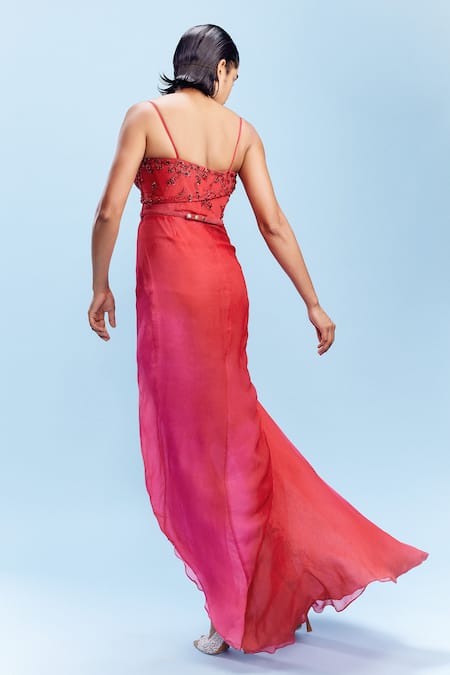 Dolly J Miksha Embroidered Draped Gown With Belt 
