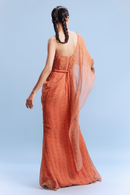 Dolly J Keeva Floral Print Draped Gown With Belt 