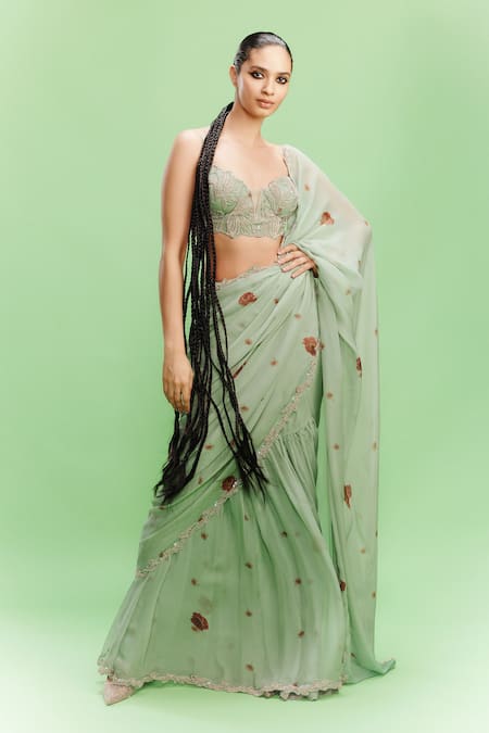 Dolly J Lulu Printed Saree With Blouse 