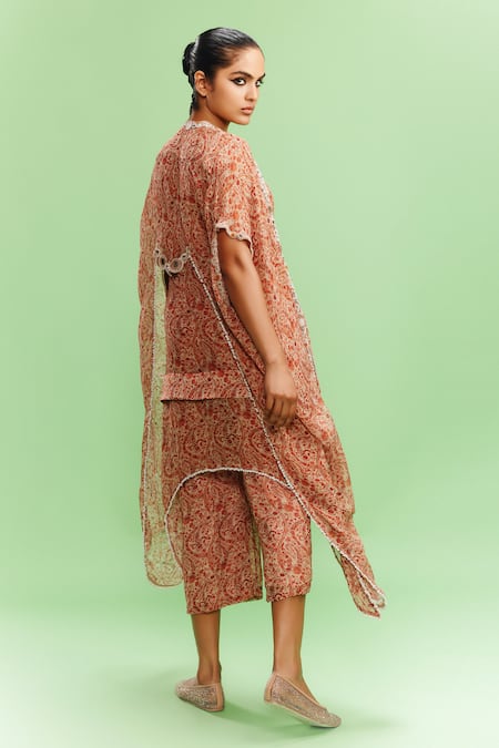 Dolly J Arlette Ditsy Floral Print Cut-Out Cape Sharara Set 