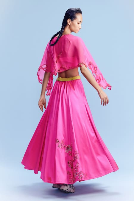 Dolly J Amira Cutwork Embellished Cape Skirt Set 