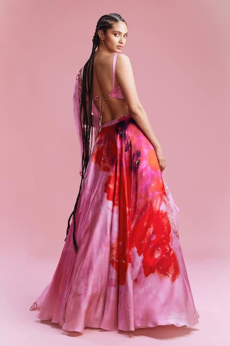 Dolly J Sahana Watercolour Floral Print Lehenga Set 