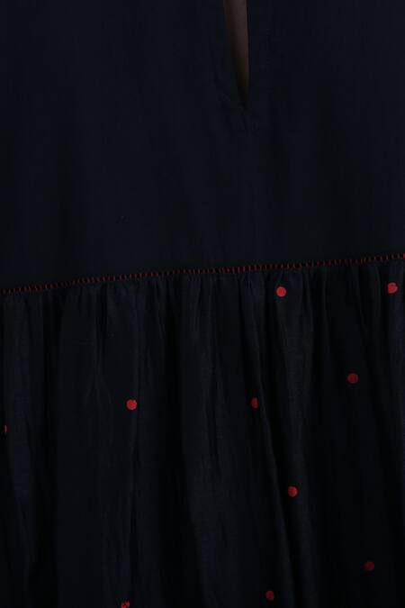 Shop Khat Black Cotton, Chanderi, Poplin Round Neck Polka Dots Print Kurta And Pant Set Online at Aza Fashions Shop_Khat_Black Cotton, Chanderi, Poplin Round Neck Polka Dots Print Kurta And Pant Set _Online_at_Aza_Fashions