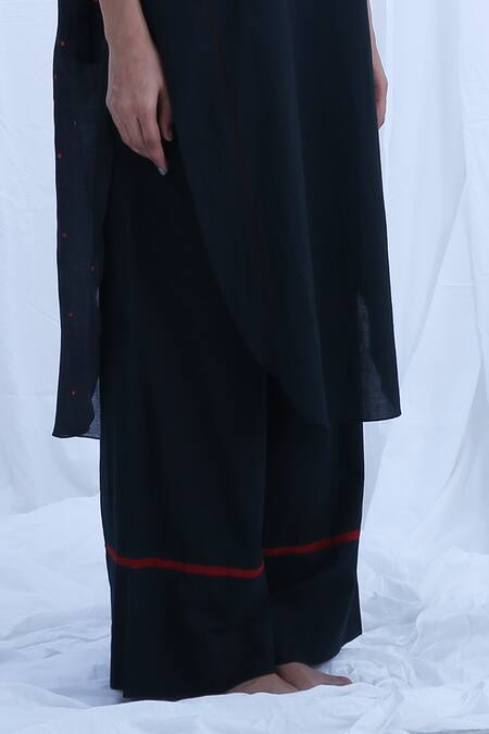 Buy_Khat_Black Cotton, Chanderi Silk Round Neck Polka Dots Pattern Kurta And Pant Set 