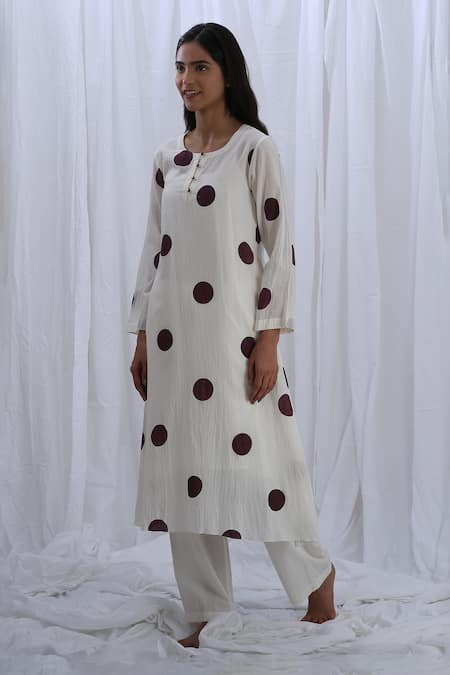 KHAT Polka Dot Pattern Kurta & Pant Set 