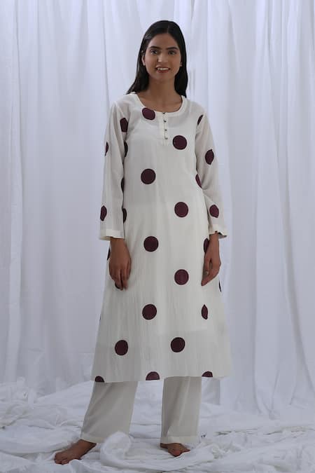 KHAT Polka Dot Pattern Kurta With Pant 