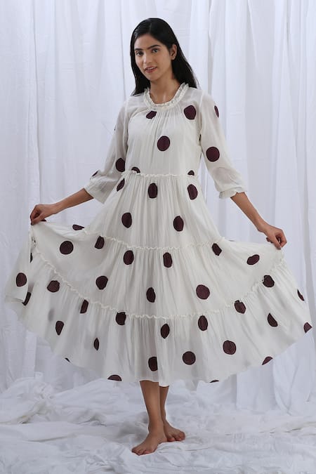 KHAT Polka Dot Pattern Frilled Tunic 