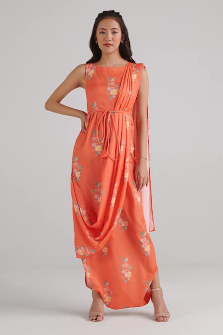 Pasha India Floral Pattern Draped Jumpsuit 