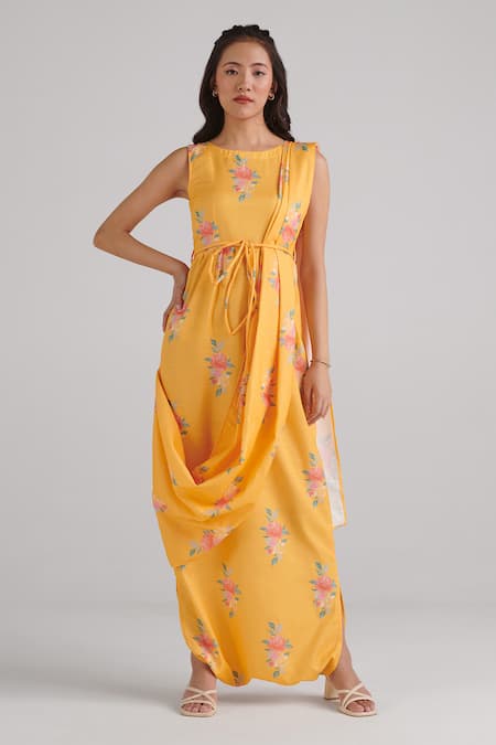 Pasha India Amber Floral Pattern Draped Jumpsuit 