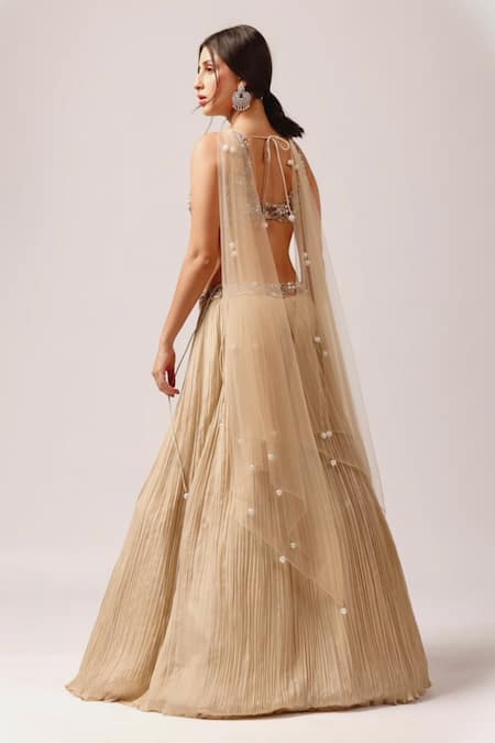 Anshika Tak Label Pleated Embroidered Lehenga Set 