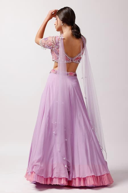 Anshika Tak Label Embroidered Waistline Layered Lehenga Set 