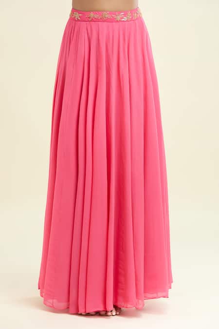 House Of TA-YA Pink Georgette, Chiffon Embroidery, Gota Patti, Zari Zardozi Blouse Lehenga Set at Aza Fashions House Of TA-YA_Pink Georgette, Chiffon Embroidery, Gota Patti, Zari Zardozi Blouse Lehenga Set _at_Aza_Fashions