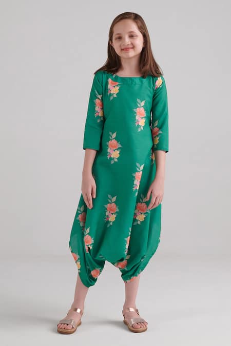 Pasha India Jade Floral Pattern Dhoti Jumpsuit 