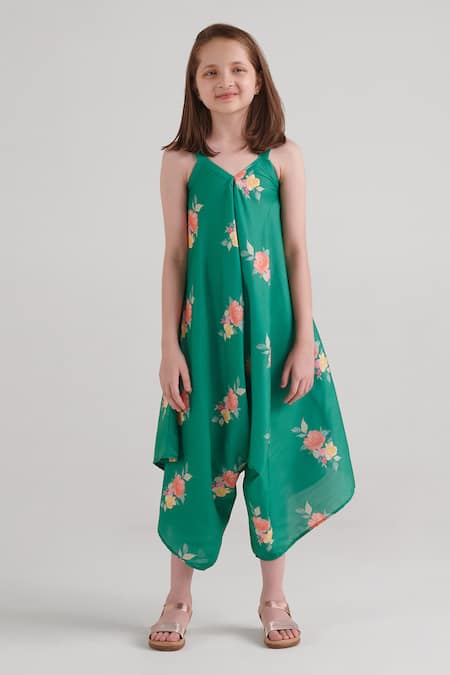 Pasha India Jade Floral Pattern Palazzo Jumpsuit 