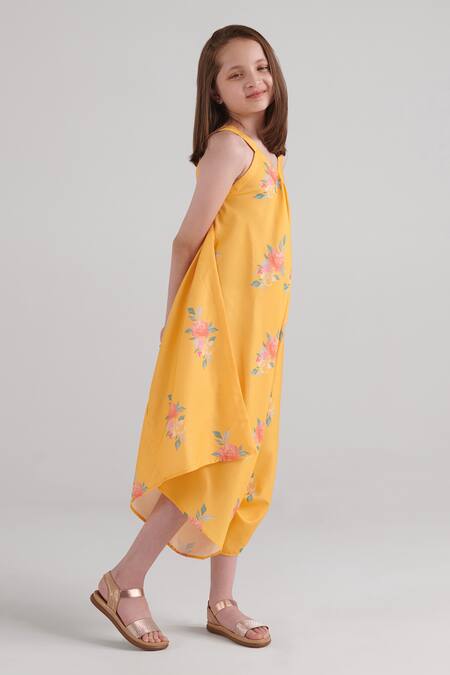 Buy_Pasha India_Yellow Rayon Amber Floral Pattern Palazzo Jumpsuit _Online_at_Aza_Fashions