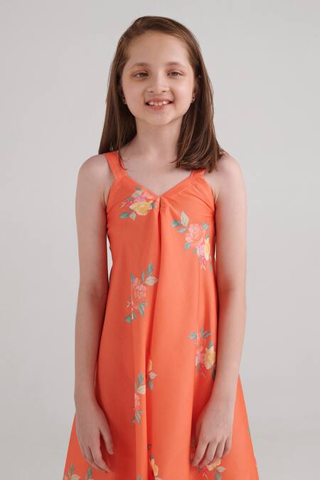 Pasha India_Orange Rayon Embroidery Floral Pattern Palazzo Jumpsuit _Online_at_Aza_Fashions