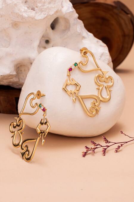 Gaurish Bespoke Jewellery Cartes Stone Embellished Dangler Earrings 