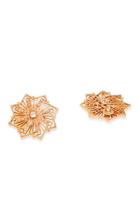Gaurish Bespoke Jewellery Yellow Stones Caree Embellished Stud Earrings Online at Aza Fashions Gaurish Bespoke Jewellery_Yellow Stones Caree Embellished Stud Earrings _Online_at_Aza_Fashions