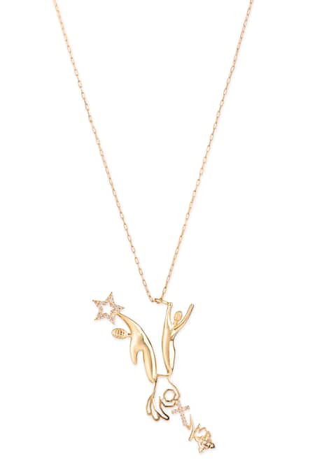 Gaurish Bespoke Jewellery La Croix Stone Embellished Pendant Necklace 