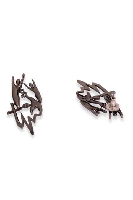 Gaurish Bespoke Jewellery Silver Plated La Croix Textured Detail Stud Earrings Online at Aza Fashions Gaurish Bespoke Jewellery_Silver Plated La Croix Textured Detail Stud Earrings _Online_at_Aza_Fashions