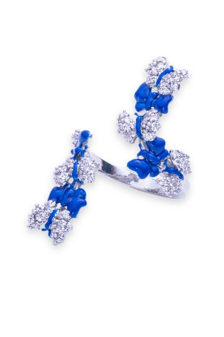 Gaurish Bespoke Jewellery Blue Stones Pappilon Embellished Ring Online at Aza Fashions Gaurish Bespoke Jewellery_Blue Stones Pappilon Embellished Ring _Online_at_Aza_Fashions